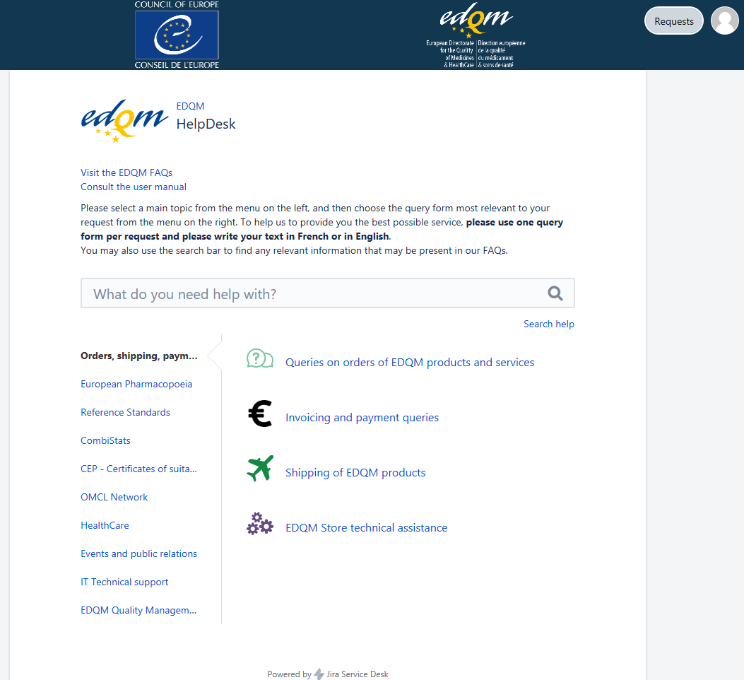 FAQs Home > EDQM HelpDesk User Manual > image2019-9-13_16-34-53.png